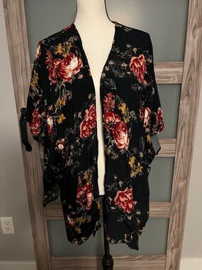 Staccato Black Floral Kimono Cardigan